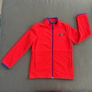 Lands End Kids Fleece full zip jacket Orange/Blue Trim
